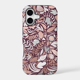 Rose Gold Burgundy Floral Illustration Pattern