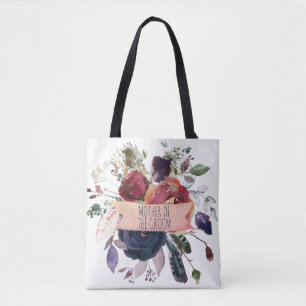Rose Gold Burgundy Navy Mother of Groom Tote Bag