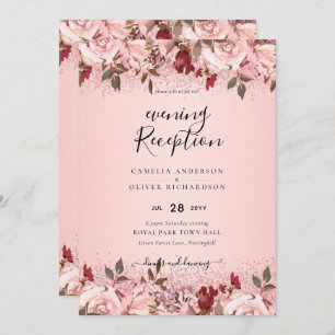 Rose Gold Burgundy Pink Floral Wedding Invites
