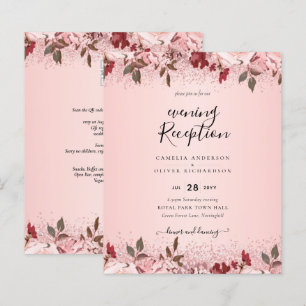 Rose Gold Burgundy Pink Floral Wedding Invites