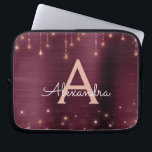 Rose Gold Burgundy String Lights Sparkle Monogram Laptop Sleeve<br><div class="desc">Pink Rose Gold and Burgundy Faux Foil and String Lights Sparkle Elegant Monogram Case. This case can be customised to include your initial and first name.</div>