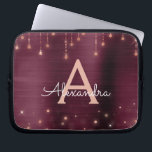 Rose Gold Burgundy String Lights Sparkle Monogram Laptop Sleeve<br><div class="desc">Pink Rose Gold and Burgundy Faux Foil and String Lights Sparkle Elegant Monogram Case. This case can be customised to include your initial and first name.</div>
