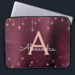 Rose Gold Burgundy String Lights Sparkle Monogram Laptop Sleeve<br><div class="desc">Pink Rose Gold and Burgundy Faux Foil and String Lights Sparkle Elegant Monogram Case. This case can be customised to include your initial and first name.</div>