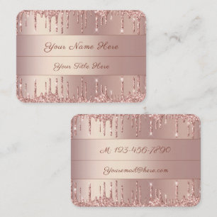 Rose Gold Business Card Blush Shiny Glitter