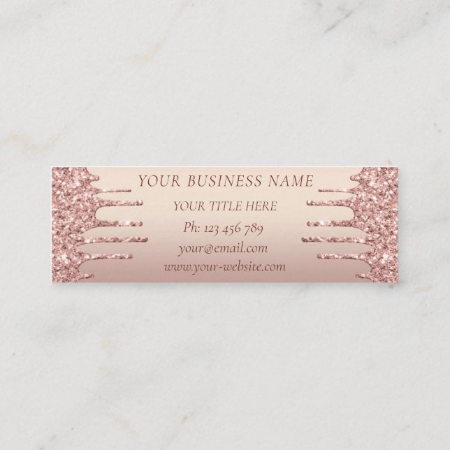 Rose Gold Business Card Custom Your Name Text Info (Back)