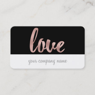 Rose gold business cards, love, foil font card