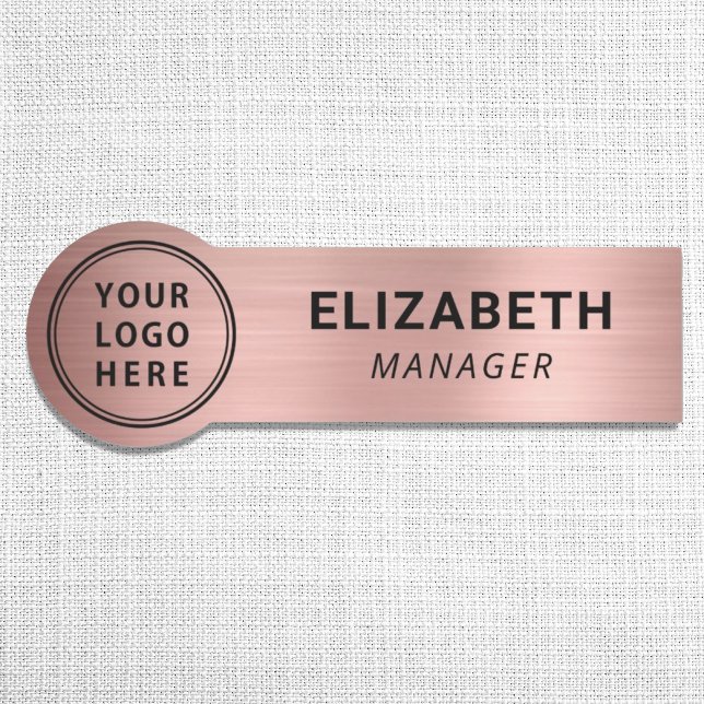 Rose Gold Business Company Logo Name Tag (Creator Uploaded)