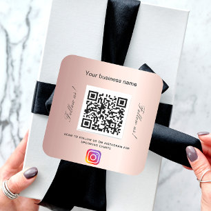 Rose gold business salon name qr code Instagram Square Sticker