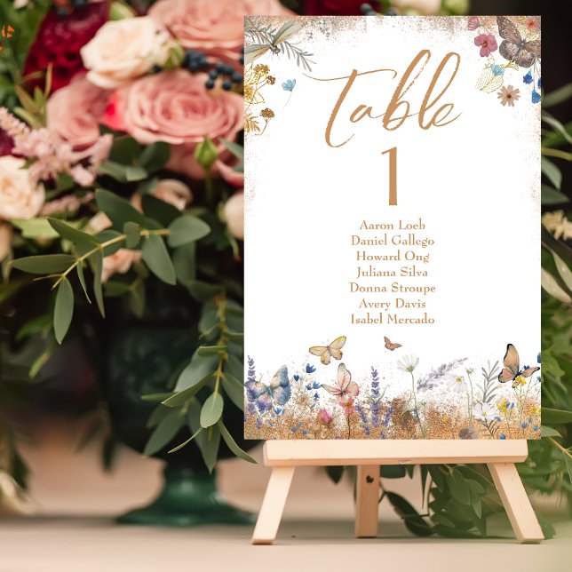 Rose Gold Butterfly Garden Wedding Table Card (Creator Uploaded)