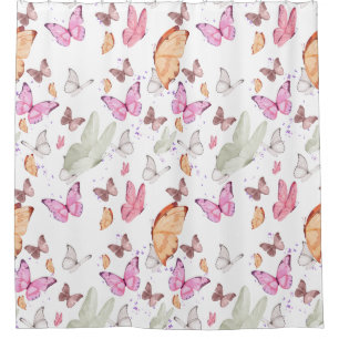 rose gold butterfly shower curtain