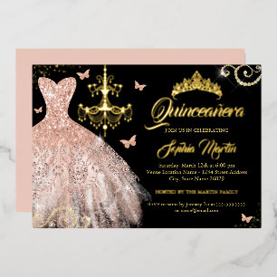 Rose Gold Butterfly Tiara Dress Quinceanera