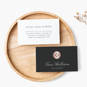 Rose Gold Button   Seamstress Tailor Alterations Business Card