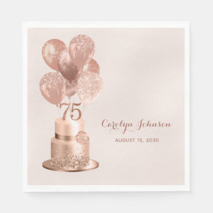Rose Gold Cake 75th Birthday Napkin