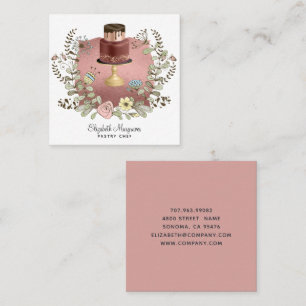 Rose Gold Cake Bakery Baker Pastry Chef Square Business Card