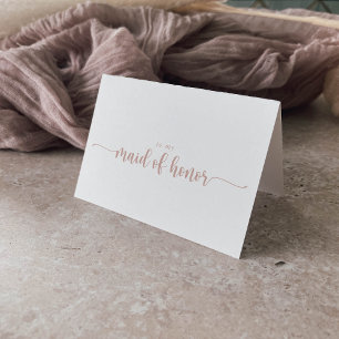 Rose Gold Calligraphy Bridal Party Thank You Card
