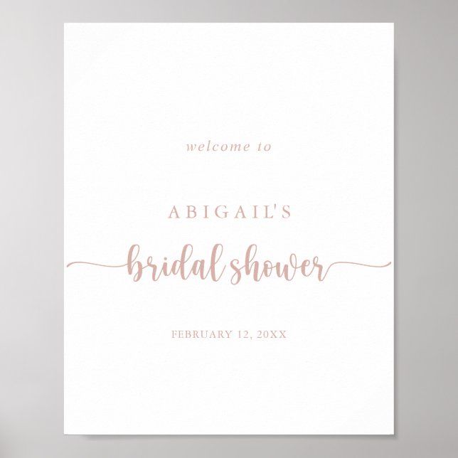 Rose Gold Calligraphy Bridal Shower Welcome  Poster (Front)