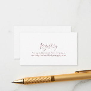 Rose Gold Calligraphy Gift Registry Card