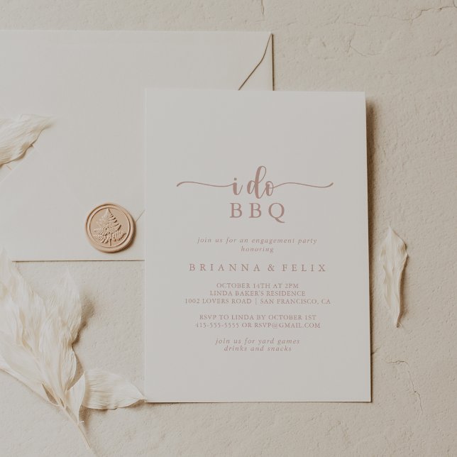 Rose Gold Calligraphy I Do BBQ Engagement Party   Invitation (Creator Uploaded)