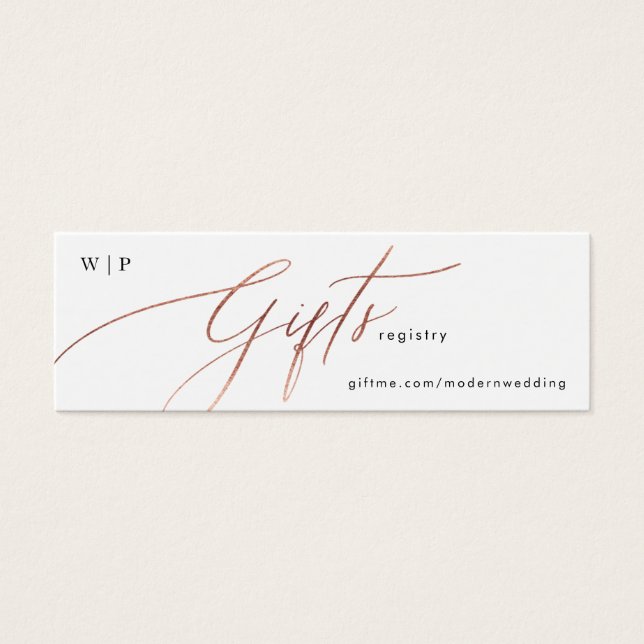 Rose Gold Calligraphy Modern Wedding Gift Registry (Front)