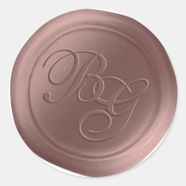 Rose Gold Calligraphy Monogram Wax Seal Stickers (Front)