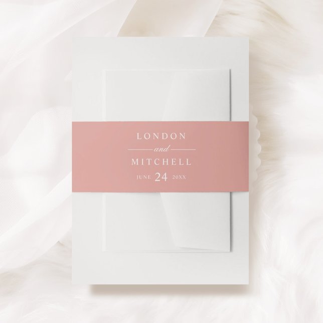 Rose Gold Calligraphy Monogram Wedding Invitation Belly Band (Creator Uploaded)