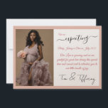 Rose Gold Calligraphy Pregnancy Announcement Card<br><div class="desc">Introducing our exquisite Rose Gold Calligraphy Pregnancy Announcement Card - the perfect way to announce your pregnancy in style and elegance. This luxurious card features a stunning calligraphy design in rose gold, adding a touch of sophistication to your announcement. Our calligraphy card is a perfect way to cherish the joy...</div>