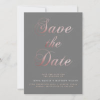 Rose Gold Calligraphy ⎥  Save The Date Card