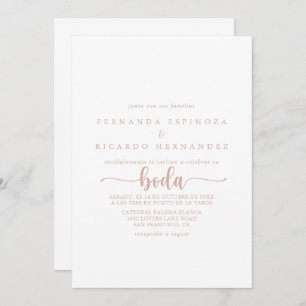 Rose Gold Calligraphy Spanish Wedding   Invitation