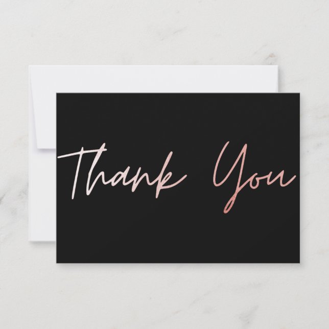 Rose Gold Calligraphy Thank You Card (Front)