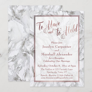 Rose Gold Calligraphy To Have and To Hold Marble Invitation