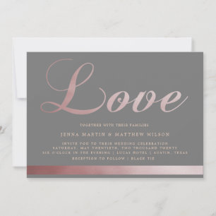 Rose Gold Calligraphy   Wedding Invitation