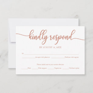 Rose Gold Calligraphy Wedding RSVP Card