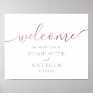 Rose Gold Calligraphy Welcome Wedding Poster
