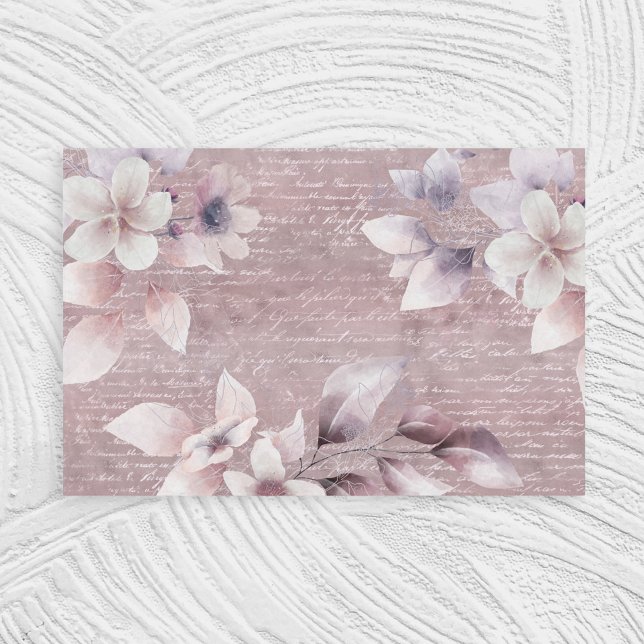 Rose Gold Calligraphy Writing Floral Decoupage Tissue Paper (Creator Uploaded)