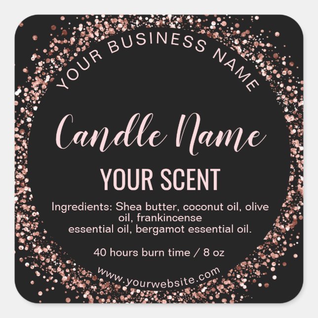 rose gold candle label soy candle (Front)
