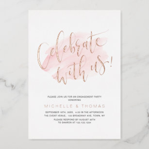 Rose Gold Celebrate With Us Script  Modern Simple