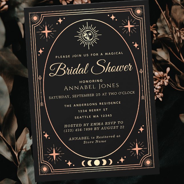 Rose Gold Celestial Black Tarot Card Bridal Shower (Creator Uploaded)