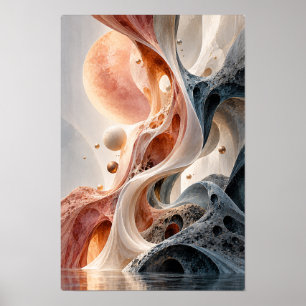Rose Gold Celestial Flow Surreal Abstract Wall Art