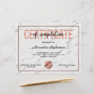 Rose Gold Certificate of Completion Course Award