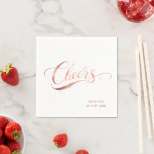 Rose Gold Cheers Calligraphy Sparkle Parties  Napkin