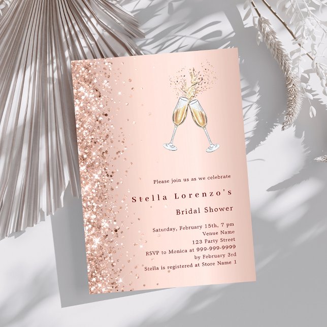 Rose gold cheers party Bridal Shower Invitation (Creator Uploaded)