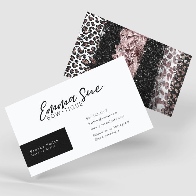 Rose Gold Cheetah Leopard Print Elegant Business Card (Creator Uploaded)