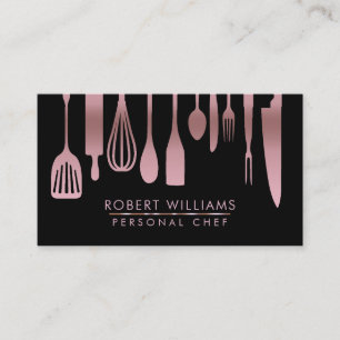 Rose Gold Chef Kitchen Tools Glitter Faux Business Card