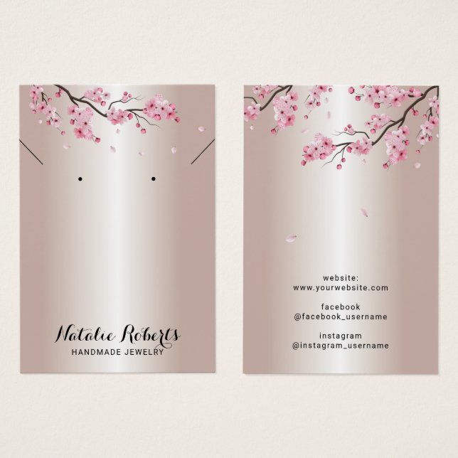 Rose Gold Cherry Blossom Jewellery Earring Display (Front & Back)