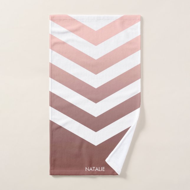 Rose Gold Chevrons Bath Towel Set (Hand Towel)