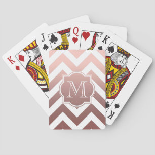 Rose Gold Chevrons Monogram Playing Cards