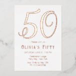 Rose Gold Chic 50th Birthday Party Foil Invitation<br><div class="desc">Rose Gold Chic 50th Birthday Party Foil Invitation. Easily personalise with your custom details.</div>