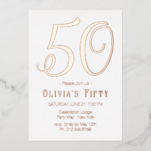 Rose Gold Chic 50th Birthday Party Foil Invitation