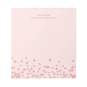 Rose Gold Chic Glam Faux Glitter Confetti Blush Notepad