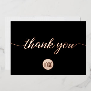 Rose Gold Chic on Black Business Thank you